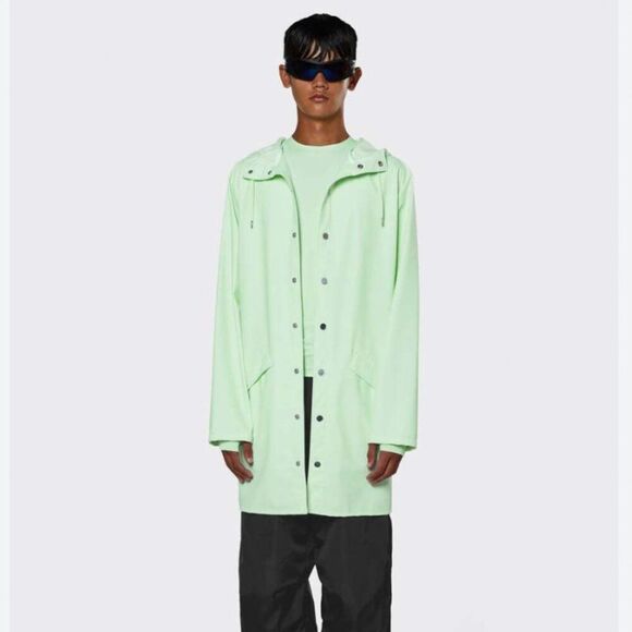 RAINS Jacket Long Mineral Green Casual Unisex Lightweight Hooded Neutral Pockets - Picture 5 of 16